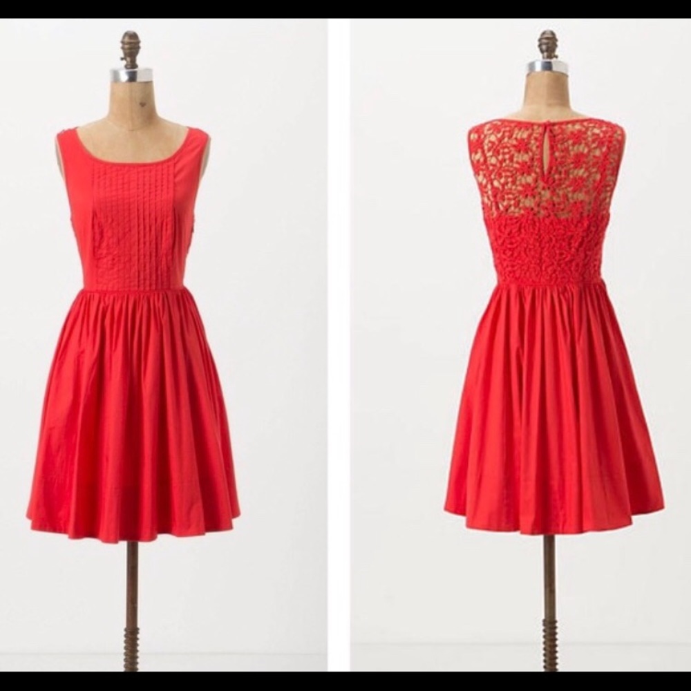 Moulinette Soeurs Red Orange Lace Back Dress